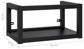 fekete vas fürdőszobai fali mosdókagylókeret 59 x 38 x 31 cm