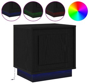 Éjjeli szekrény LED világítással 2 db Fekete tölgy 44x34,5x45 cm