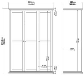 Fehér ruhásszekrény 139x201 cm Paris – Tvilum