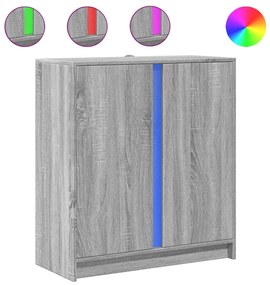 Szürke sonoma szerelt fa tálalószekrény LED-del 77 x 34 x 85 cm