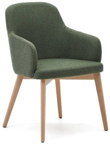 Sötétzöld kárpitozott karfás étkezőfotel Nelida – Kave Home