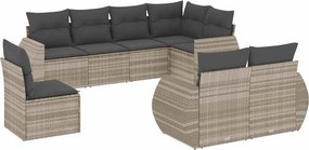 vidaXL 8 részes világosszürke polyrattan kerti ülőgarnitúra párnával