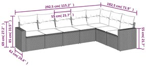 7 részes világosszürke polyrattan kerti ülőgarnitúra párnákkal