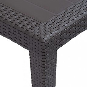 barna rattan küllemű műanyag kerti asztal 79 x 79 x 72 cm