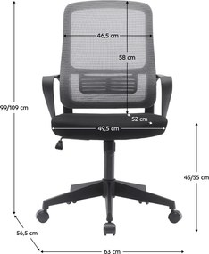 Irodai szék, szürke/fekete, SALOMO TYP 3