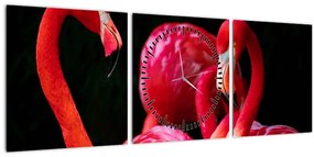 Vörös flamingók képe (órával) (90x30 cm)
