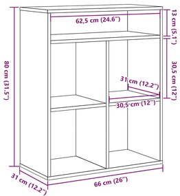könyvszekrény antik fa 66x31x80 cm szerelt fa