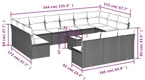 14 részes szürke polyrattan kerti ülőgarnitúra párnákkal