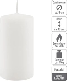 Oszlopgyertya szett paraffin 5×10 cm 16 db fehér