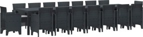 vidaXL Kerti étkező szett párnákkal párnával 17 pcs Antracit PP