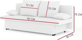 SONY 2 kanapéágy, normál szövet, hab töltőanyag, szín - szürke / fekete