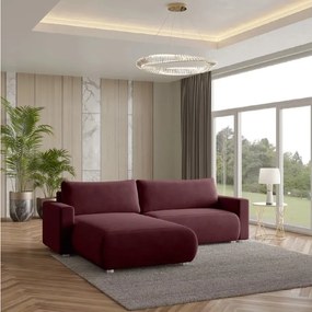 Bordó kinyitható sarokkanapé MONORA, kétoldalas