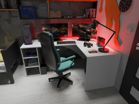 Sarok PC asztal Carbon (fehér) (J) (RGB LED világítással). 1054963