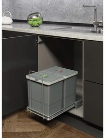 Hulladékgyüjtő, Elletipi ECOFIL, szelektív szürke, 2*24L