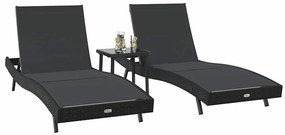 Napágyak 3 pcs Fekete 40 x 40 x 40.5 cm polirattan