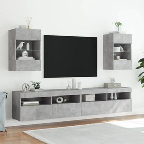 betonszürke falra szerelhető TV-szekrény LED-del 40x30x60,5 cm