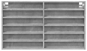 betonszürke szerelt fa vitrinszekrény 100 x 8,5 x 58 cm