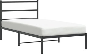 vidaXL fekete fém ágykeret fejtámlával 100 x 200 cm