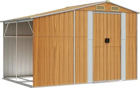 vidaXL világosbarna horganyzott acél kerti fészer 277 x 192,5 x 179 cm