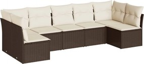 vidaXL 7 részes barna polyrattan kerti ülőgarnitúra párnákkal