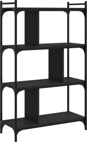 vidaXL 4 szintes fekete szerelt fa könyvespolc 76 x 32 x 123 cm