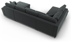 Sötétszürke bársony kinyitható tárolóhelyes sarokkanapé (bal oldali-U alakú) Kyoto – Cosmopolitan Design