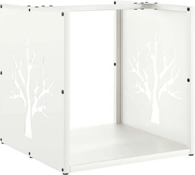 vidaXL fehér hidegen hengerelt acél tűzifatároló 40x40x40 cm