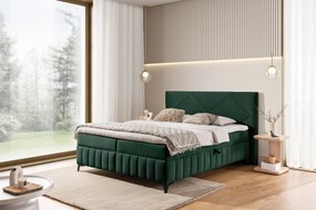 Wasil kontinentális ágy 160x200 cm tárolókkal - zöld Velúr Element 12