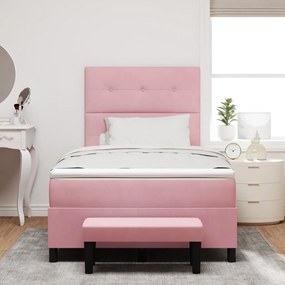 Boxspring Ágy Matrac és Pad Rózsaszín 120x200 cm Bársony