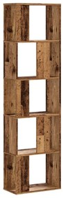5 szintes antik fa színű fa könyvespolc 45 x 23,5 x 162,5 cm