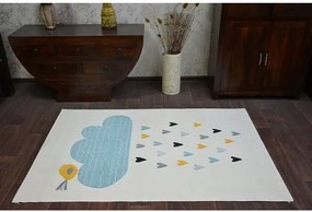 Pastel szőnyeg  18409/062 - Felhő Szívek Madár krém türkiz