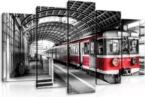 Vászonkép 100x60 Vasút vonat állomás peron utazás várostervezés retro