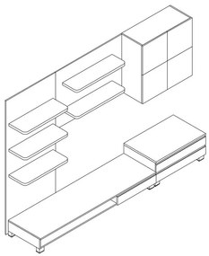 Nappali fal 300×59×210 cm, dió színben