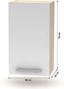 Konyhabútor 2,4 m, tölgy sonoma/fehér, NOVA PLUS