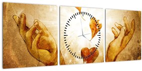 Kép - Szeretettel teli kezek festménye (órával) (90x30 cm)