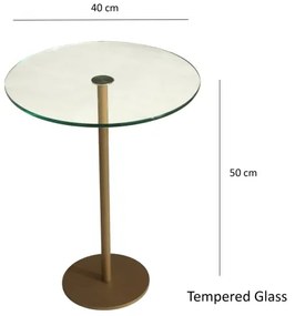 Kisasztal SOCIAL 50x40 cm arany/átlátszó