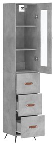 Betonszürke szerelt fa magasszekrény 34,5x34x180 cm