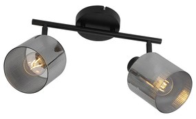 Mennyezeti spotlámpa fekete füstüveggel 2-lámpás állítható - Laura