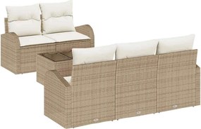 vidaXL Kerti Kanapé Szett Bézs 55 x 55 x 37 cm polirattan