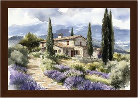 Poszter Keret Fa Olaszország Toszkána Levendula Ciprus Kőház 60x40