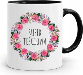 Fekete Bögre Ajándék Anyósnak Szuper Anyós Nyomtatott Fotóval