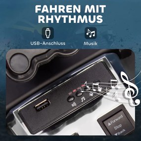 AIYAPLAY Elektromos tricikli gyerekeknek, elemmel működő, MP3 lejátszó, 2 sebesség, LED lámpák, sárga