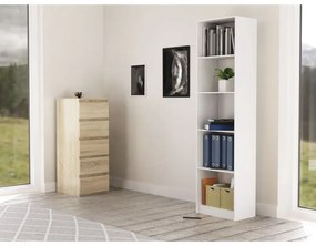 Drohmo R50 polcos szekrény, könyvtartó, 50x181x30 cm, fehér