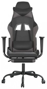 vidaXL fekete és szürke műbőr játékszék lábtartóval