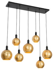 Design függőlámpa fekete, arany üveggel 7 lámpás - Bert