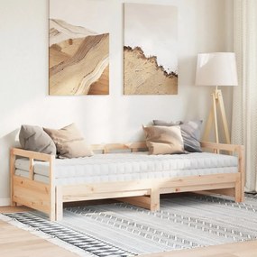 tömör fenyőfa kihúzható kanapéágy matracokkal 90 x 190 cm
