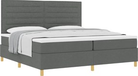 vidaXL Boxrugós ágy matracmal Sötétszürke 200 x 200 cm szövet