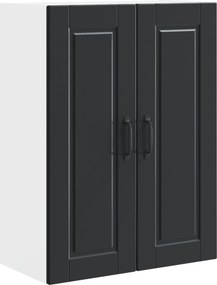 vidaXL Konyhaszekrény polcokkal ajtóval Fekete 60 x 31 x 80 cm Faanyag