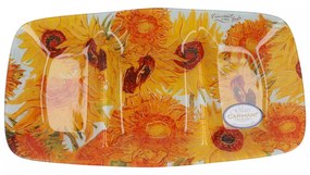 Üveg három részre osztott kínáló tál Van Gogh Napraforgók