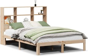 vidaXL tömör fenyőfa könyvespolcos ágy matrac nélkül 160 x 200 cm